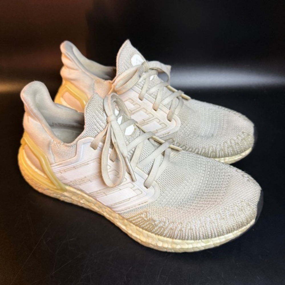 Adidas Ultraboost 20 EG0713 White Primeknit Running Shoes Womens 7.5